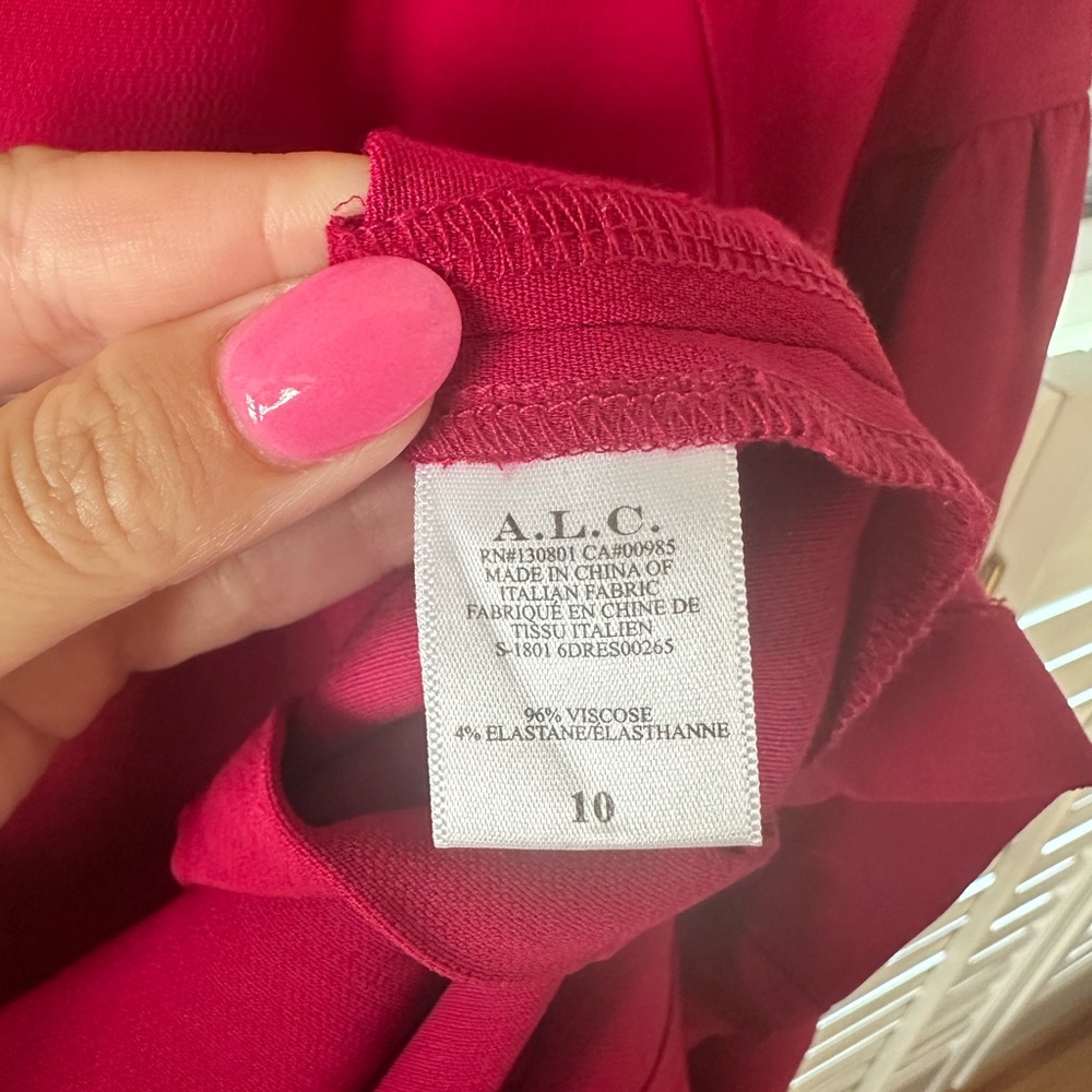 A.L.C Renton Puff Sleeve Dress in Magenta - Picture 7 of 9